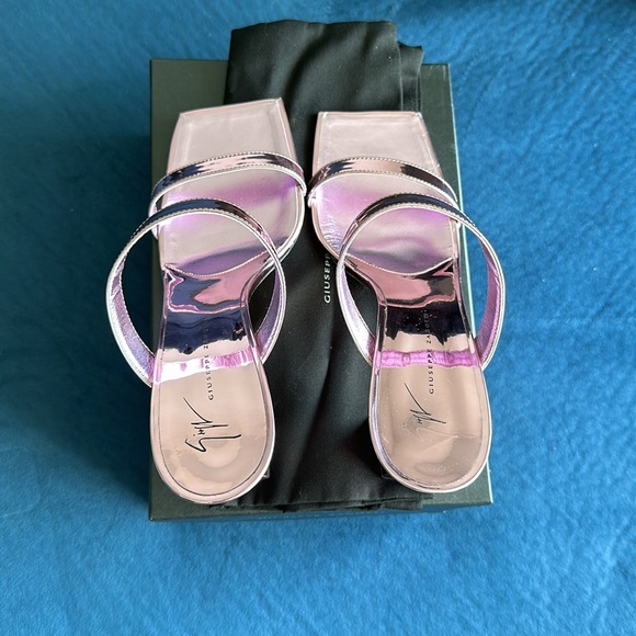 Giuseppe Zanotti Flaminia Metallic Pink Sandals Mules Size 41 - Picture 5 of 10